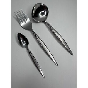 Community Venetia Stainless Flatware Serving Fork Ladle Grapefruit Spoon Set 3